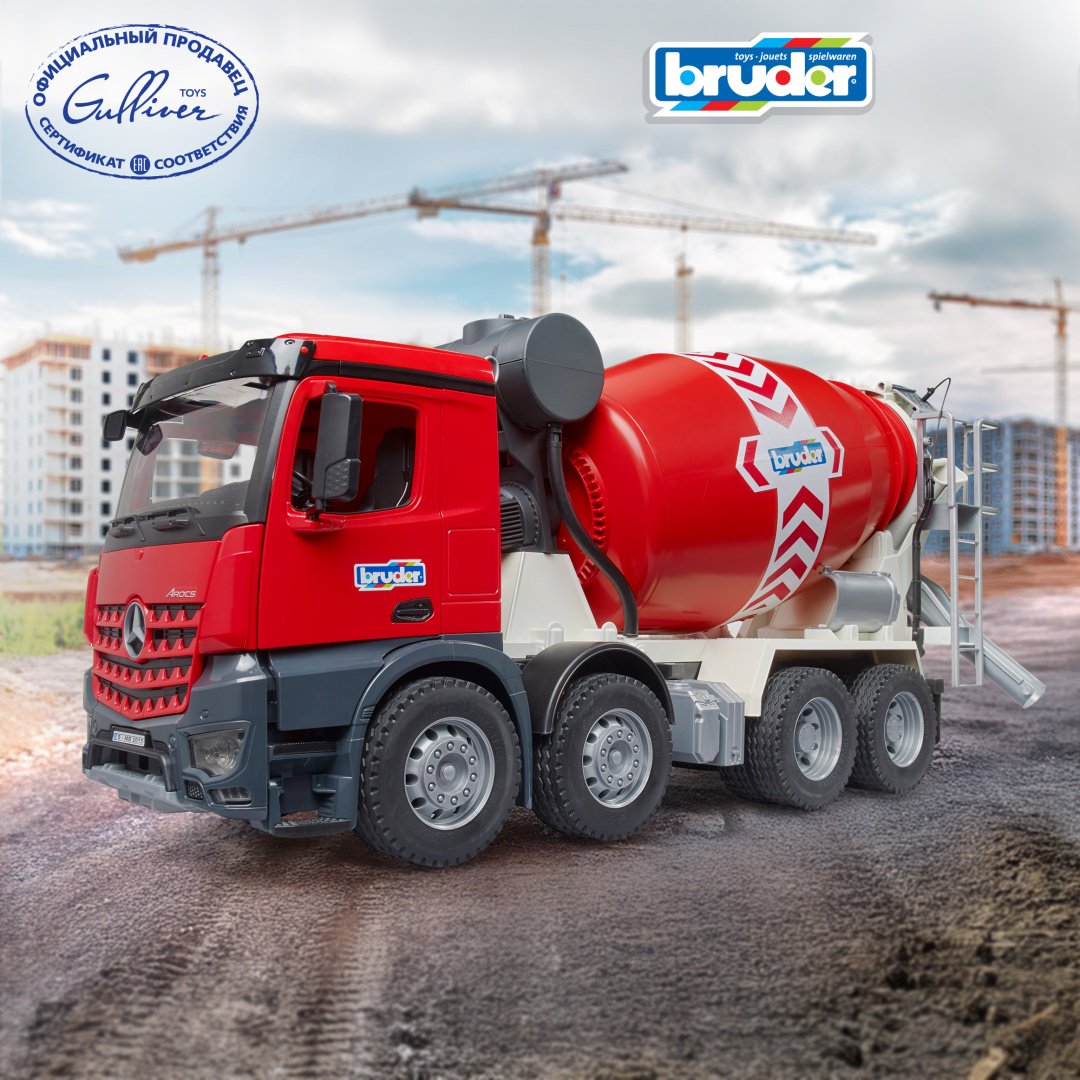 Грузовая Bruder Бетономешалка Mercedes 03-655, Abs-пластик, красный, черный