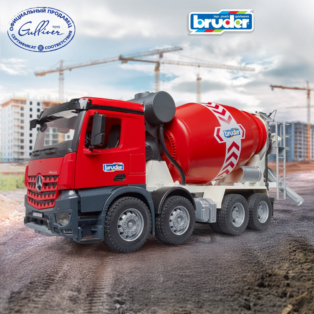 Грузовая Bruder Бетономешалка Mercedes 03-655, Abs-пластик, красный, черный