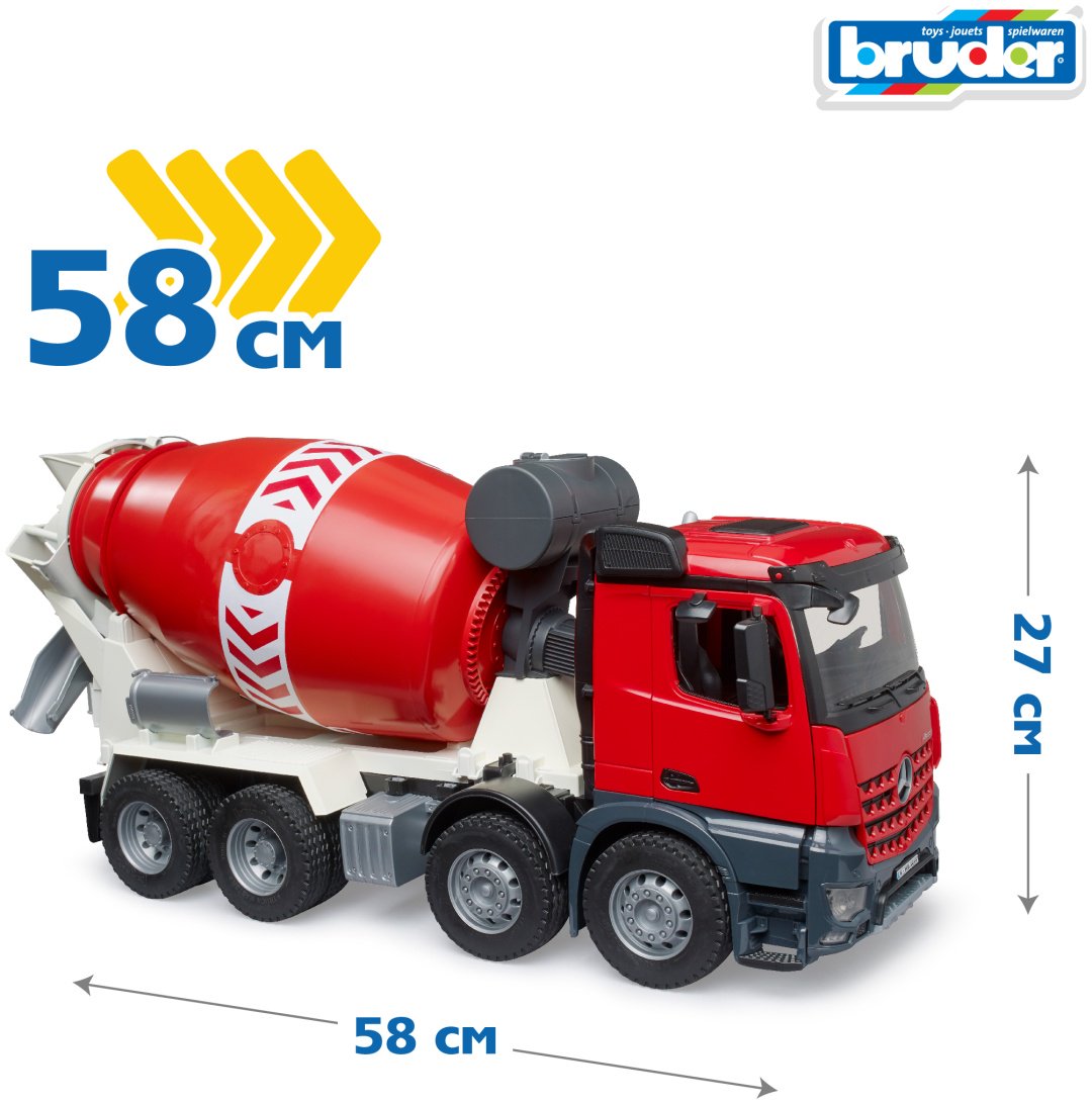 Грузовая Bruder Бетономешалка Mercedes 03-655, Abs-пластик, красный, черный
