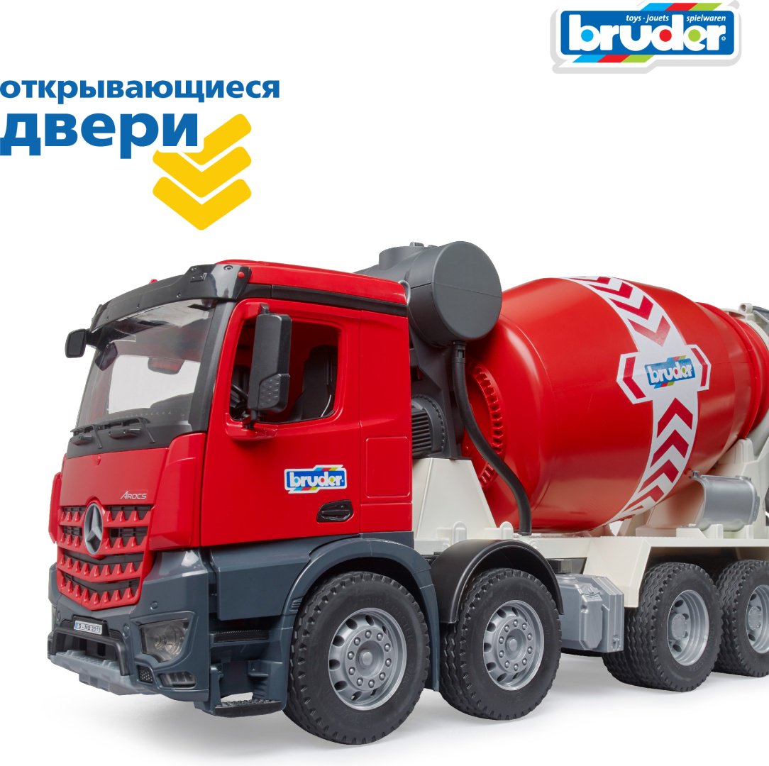 Грузовая Bruder Бетономешалка Mercedes 03-655, Abs-пластик, красный, черный