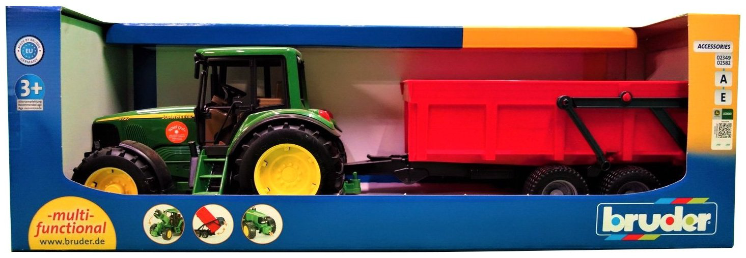 Трактор Bruder John Deere с прицепом самосвалом зеленый, красный купить,NaN