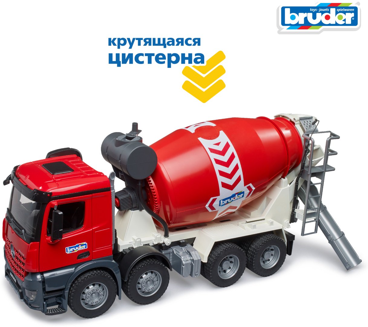 Грузовая Bruder Бетономешалка Mercedes 03-655, Abs-пластик, красный, черный