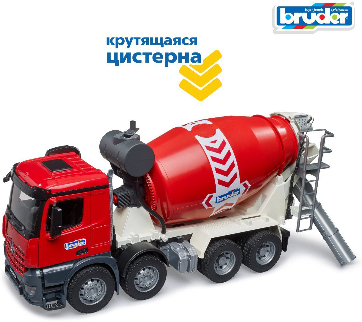 Грузовая Bruder Бетономешалка Mercedes 03-655, Abs-пластик, красный, черный купить,NaN