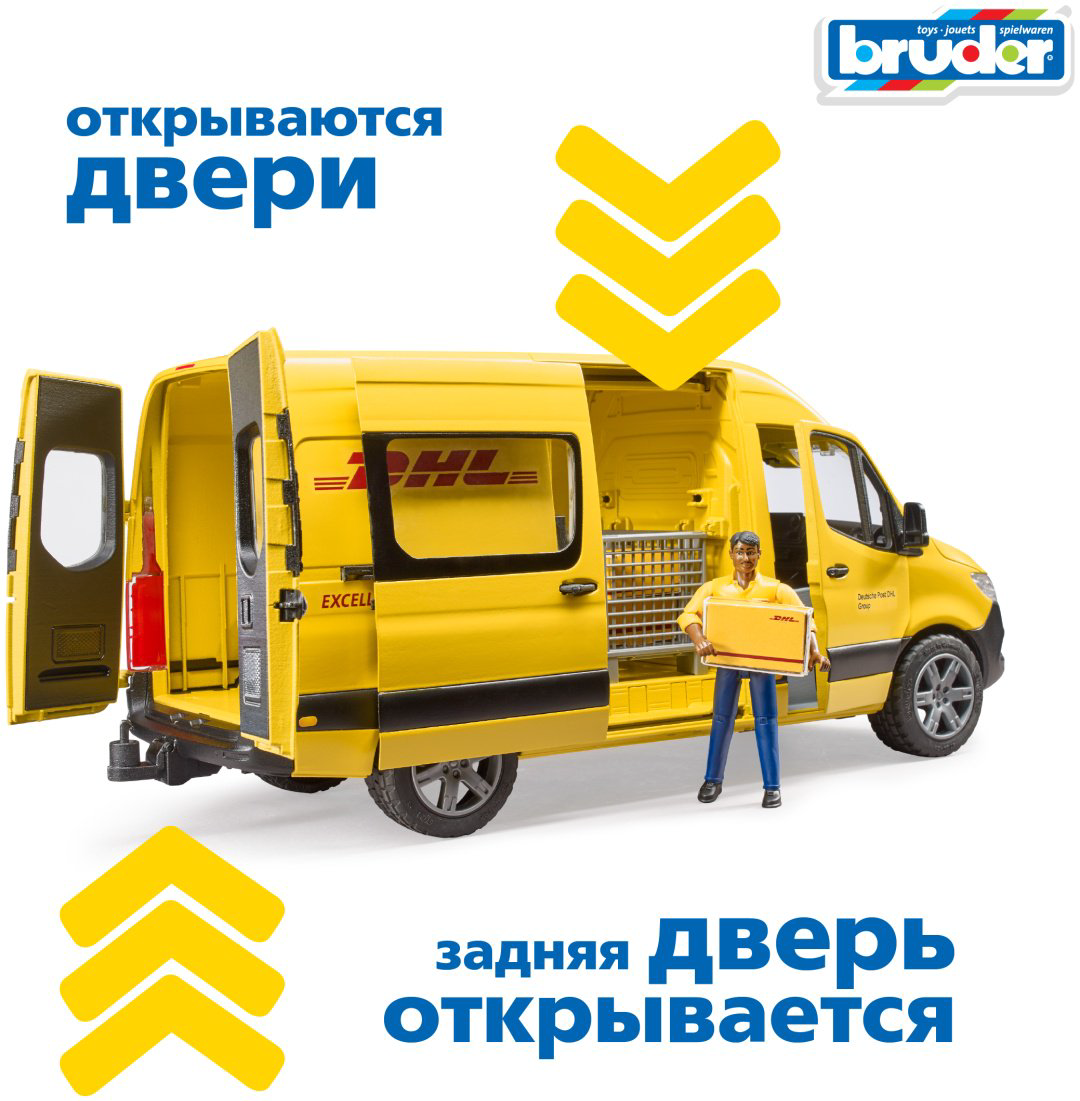 Грузовая Bruder Mercedes-Benz Sprinter 02-671, Abs-пластик, желтый, черный купить,NaN