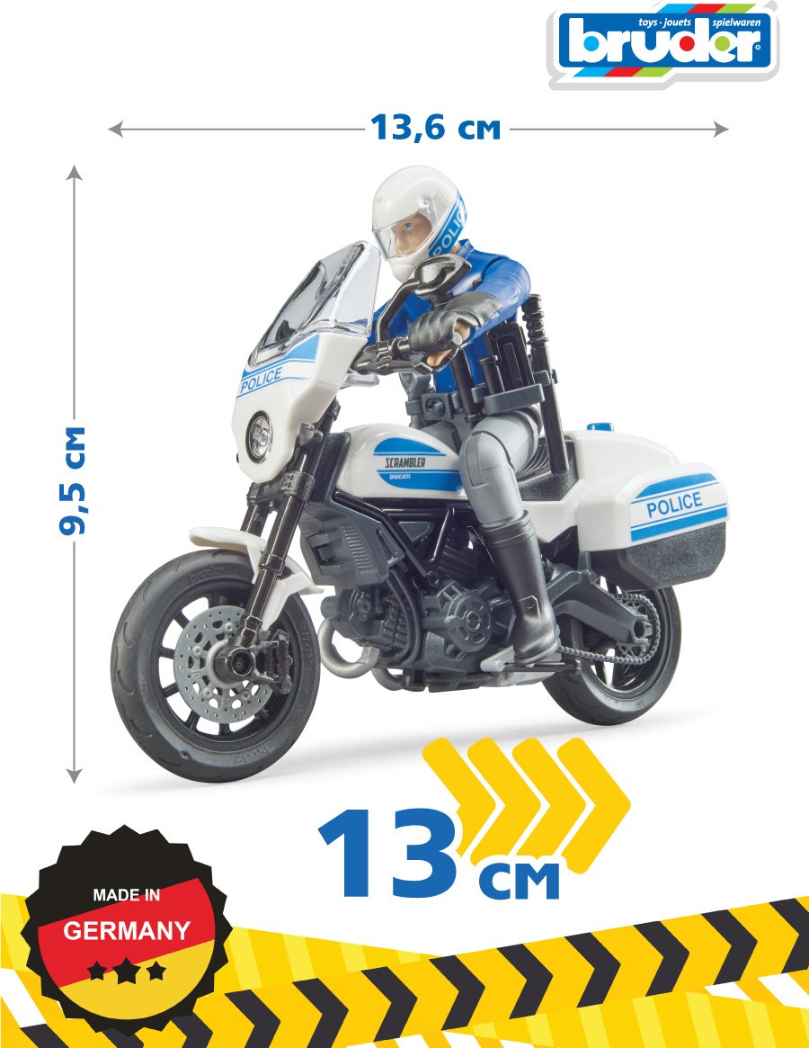 Мотоцикл Bruder Мотоцикл Scrambler Ducati 62-731, Abs-пластик, белый, черный