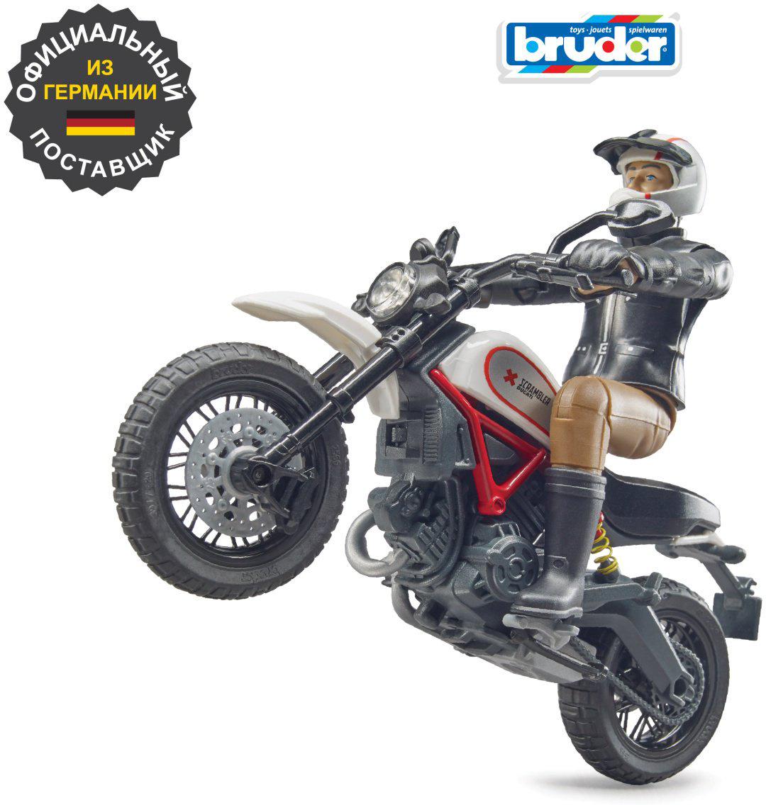 Мотоцикл Bruder Мотоцикл Scrambler Ducati 63-051, Abs-пластик, белый, черный