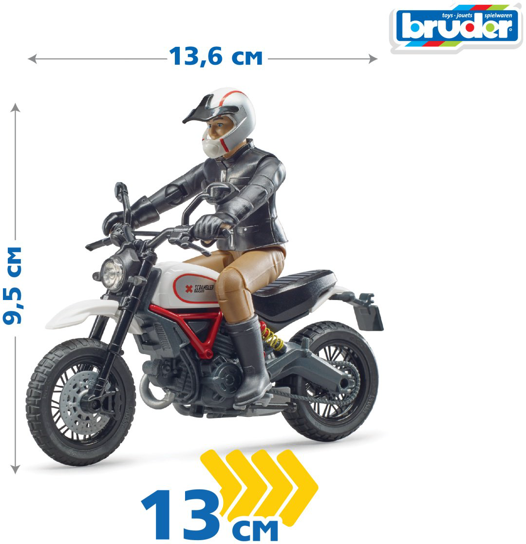 Мотоцикл Bruder Мотоцикл Scrambler Ducati 63-051, Abs-пластик, белый, черный купить,NaN