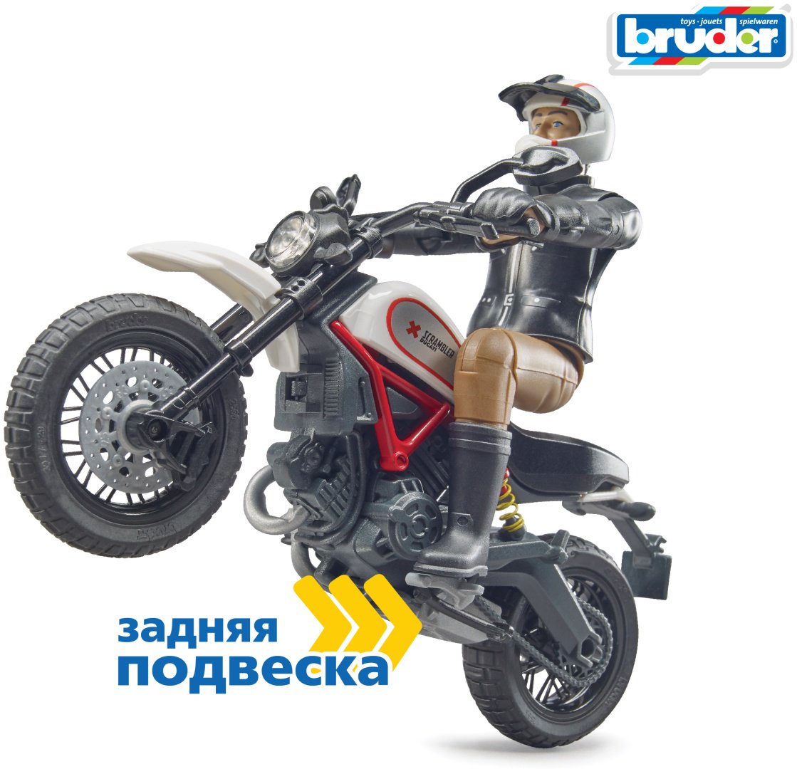 Мотоцикл Bruder Мотоцикл Scrambler Ducati 63-051, Abs-пластик, белый, черный