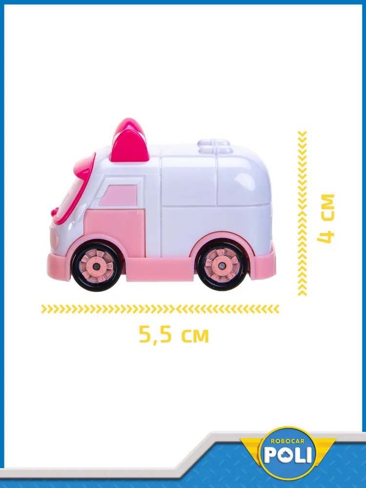 Автобус Robocar Poli Металлическая машинка Эмбер розовый