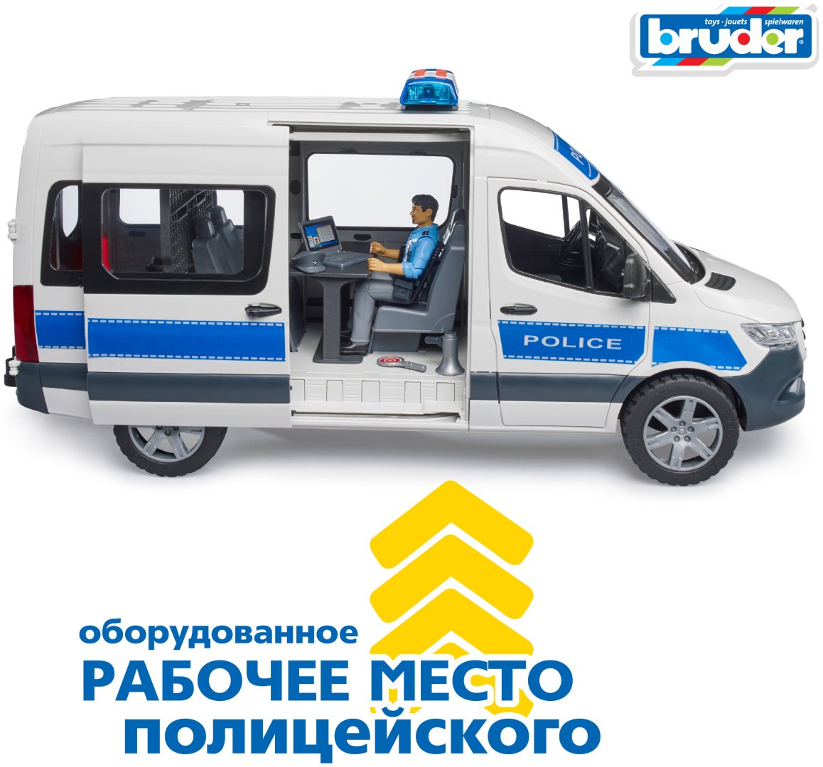 Полицейская машина Bruder Mercedes Benz Sprinter 02-683, Abs-пластик, белый, синий