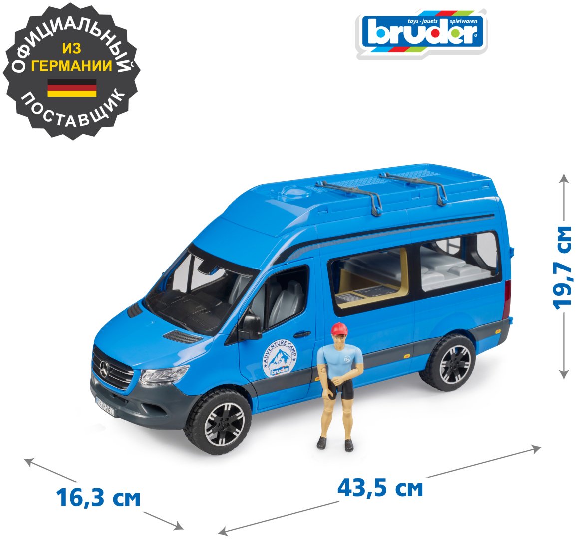 Легковая Bruder Mercedes Benz Sprinter 02-684, Abs-пластик, синий, черный