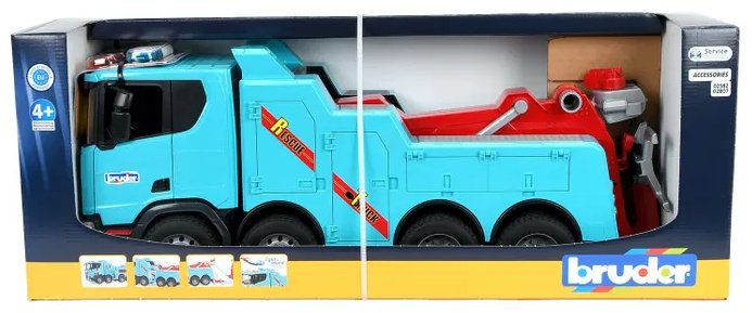 Спецтехника Bruder Эвакуатор Scania Super 560R голубой