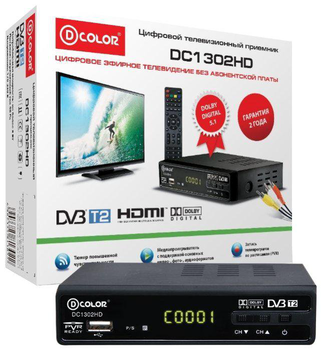 TV-тюнер D-Color DC1302HD черный купить,NaN