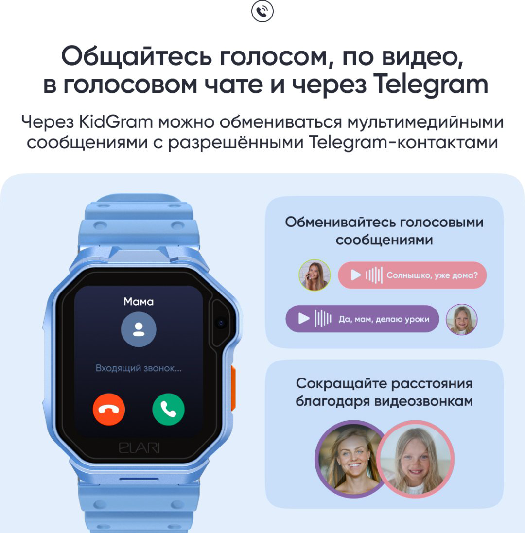 Смарт-часы Elari KidPhone Techno 4G 45 мм голубой купить,NaN