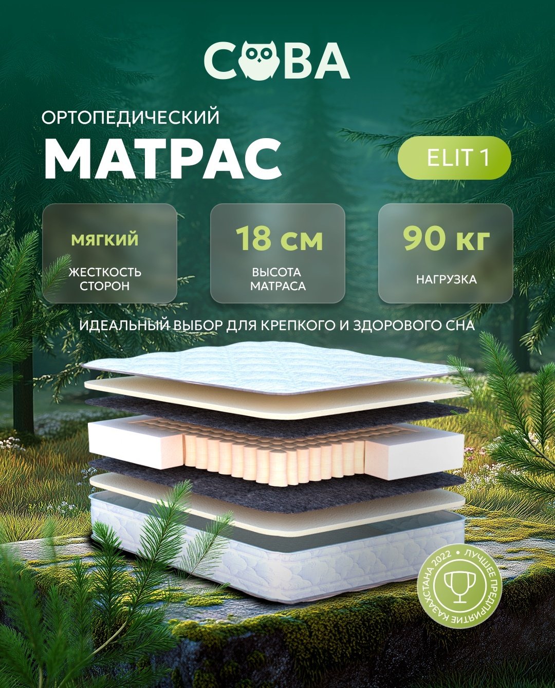 Матрас Elit 1, 180x200x18 см купить,NaN