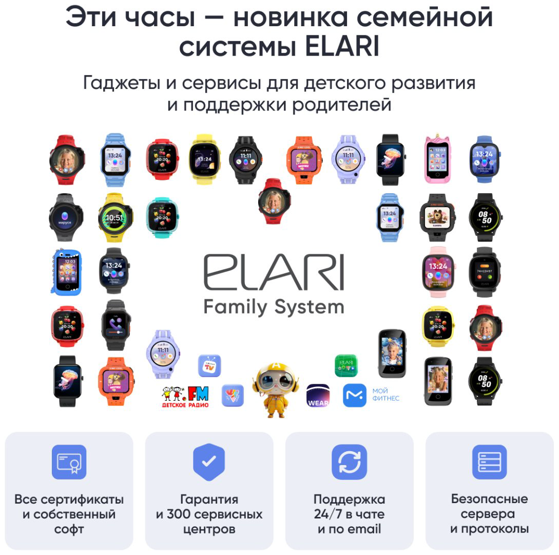 Смарт-часы Elari KidPhone Techno 4G 45 мм черный купить,NaN