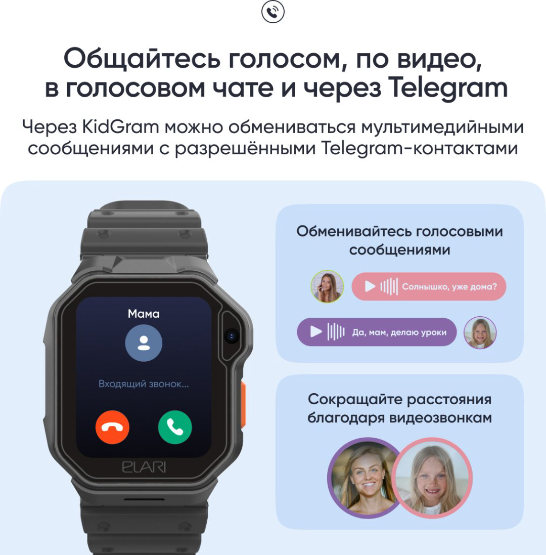 Смарт-часы Elari KidPhone Techno 4G 45 мм черный купить,NaN