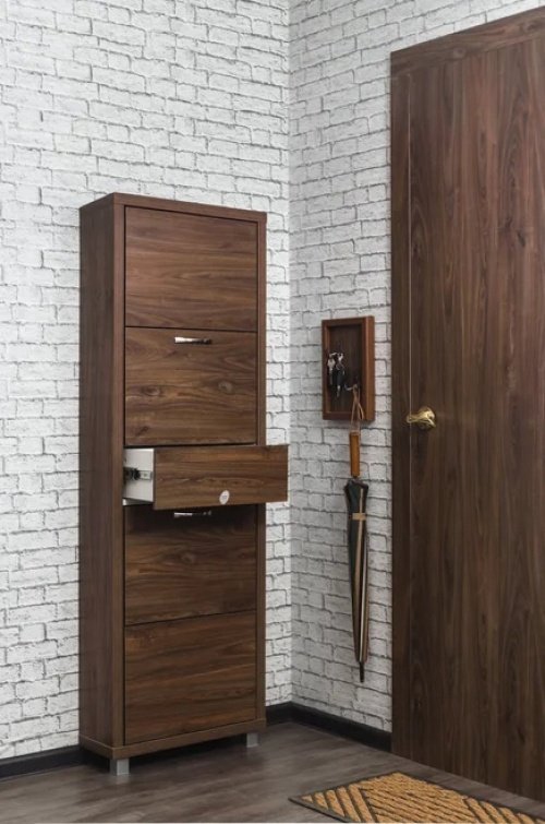 Тумба для обуви АЙРОН Люкс 4 55547, 55x19x157 см, коричневый купить,NaN