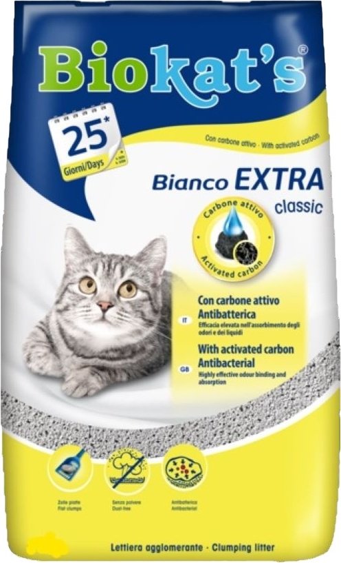 Наполнитель Biokat's Bianco Extra Classic бентонитовый комкующийся 10 л