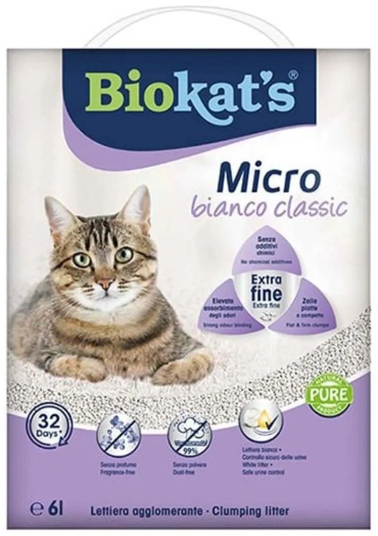 Наполнитель Biokat's Micro Bianco Classic бентонитовый комкующийся 6 л