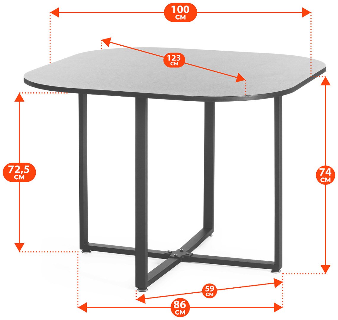 Комплект Tetchair 21299, стол 100х100 см + 4 стула, черный, серый купить,0