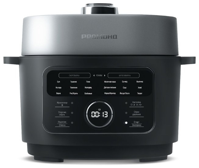 Мультиварка REDMOND MP112 серый, черный, серебристый, стальной