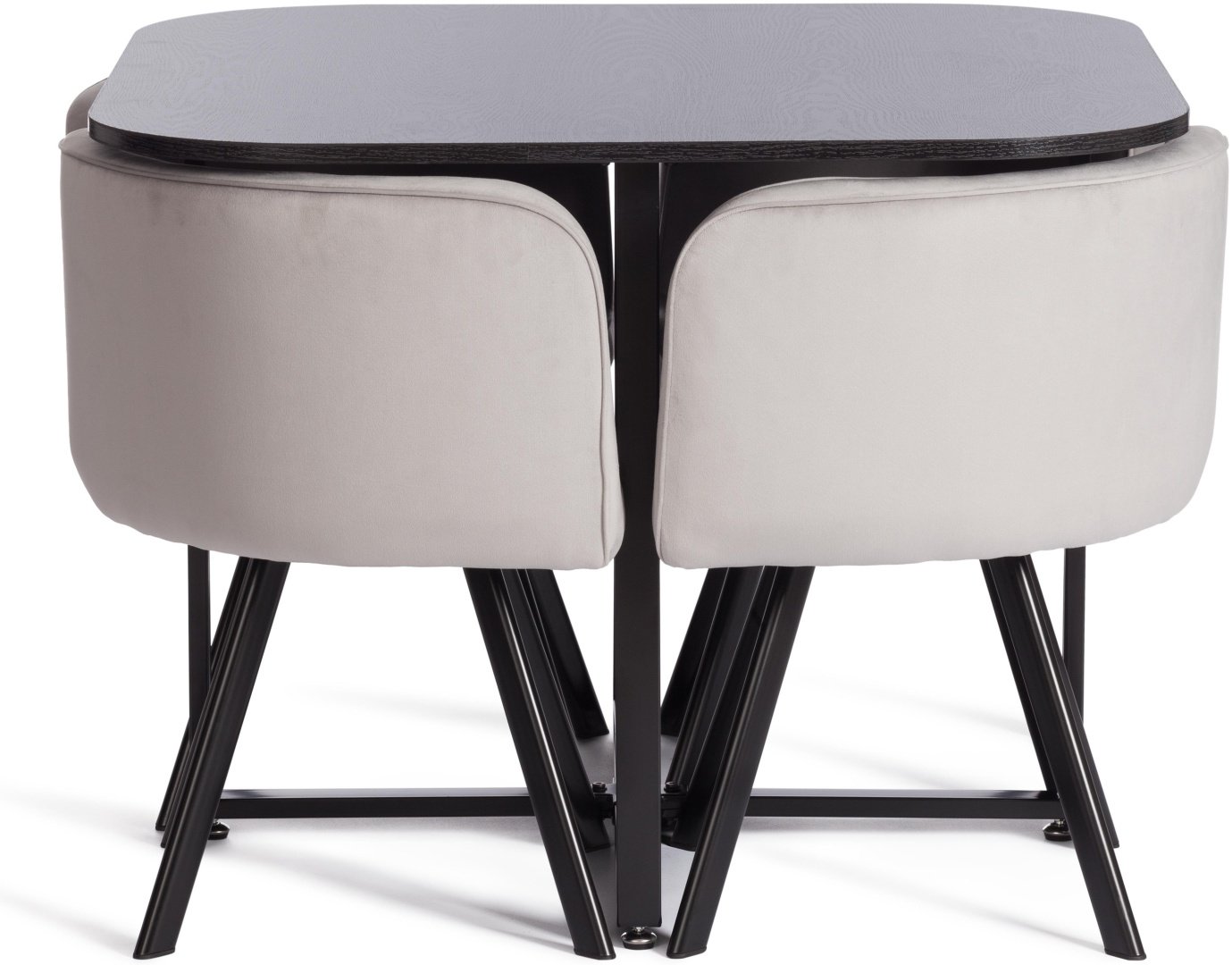 Комплект Tetchair 21299, стол 100х100 см + 4 стула, черный, серый купить,0
