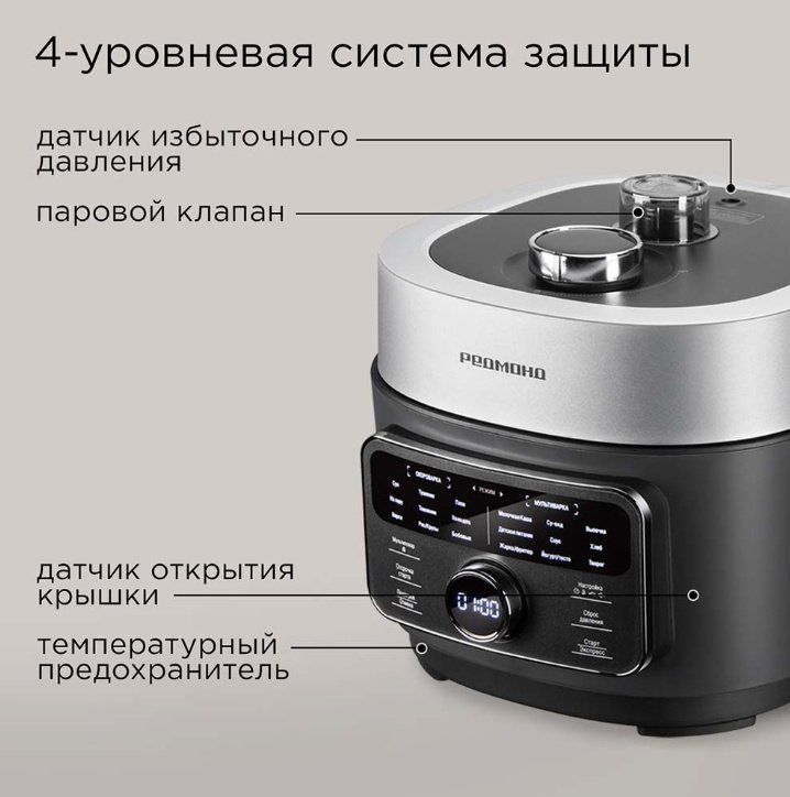 Мультиварка REDMOND MP112 серый, черный, серебристый, стальной купить,0