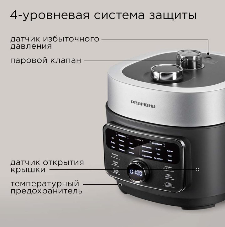 Мультиварка REDMOND MP112 серый, черный, серебристый, стальной купить,NaN