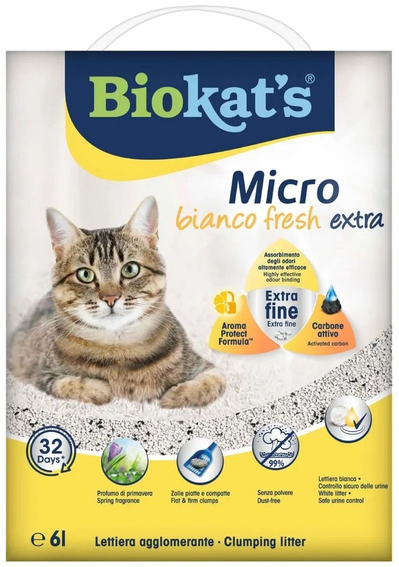 Наполнитель Biokat's Micro Bianco Fresh Extra бентонитовый комкующийся 6 л купить,5350