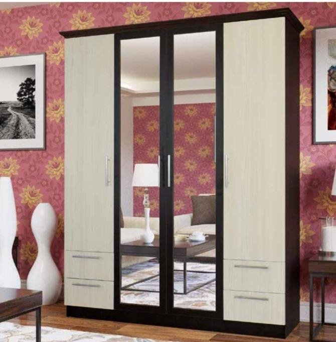 Распашной шкаф Dara Атлант 4Д, 160x215х50 см, коричневый