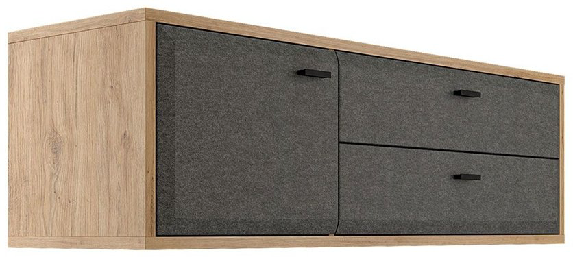ТВ-тумба навесная BRW Брест Грэйс , 00035180, 135x41.5x42 см, графит, светло-коричневый купить,NaN
