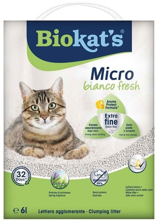 Наполнитель Biokat's Micro bianco fresh бентонитовый комкующийся 6 л