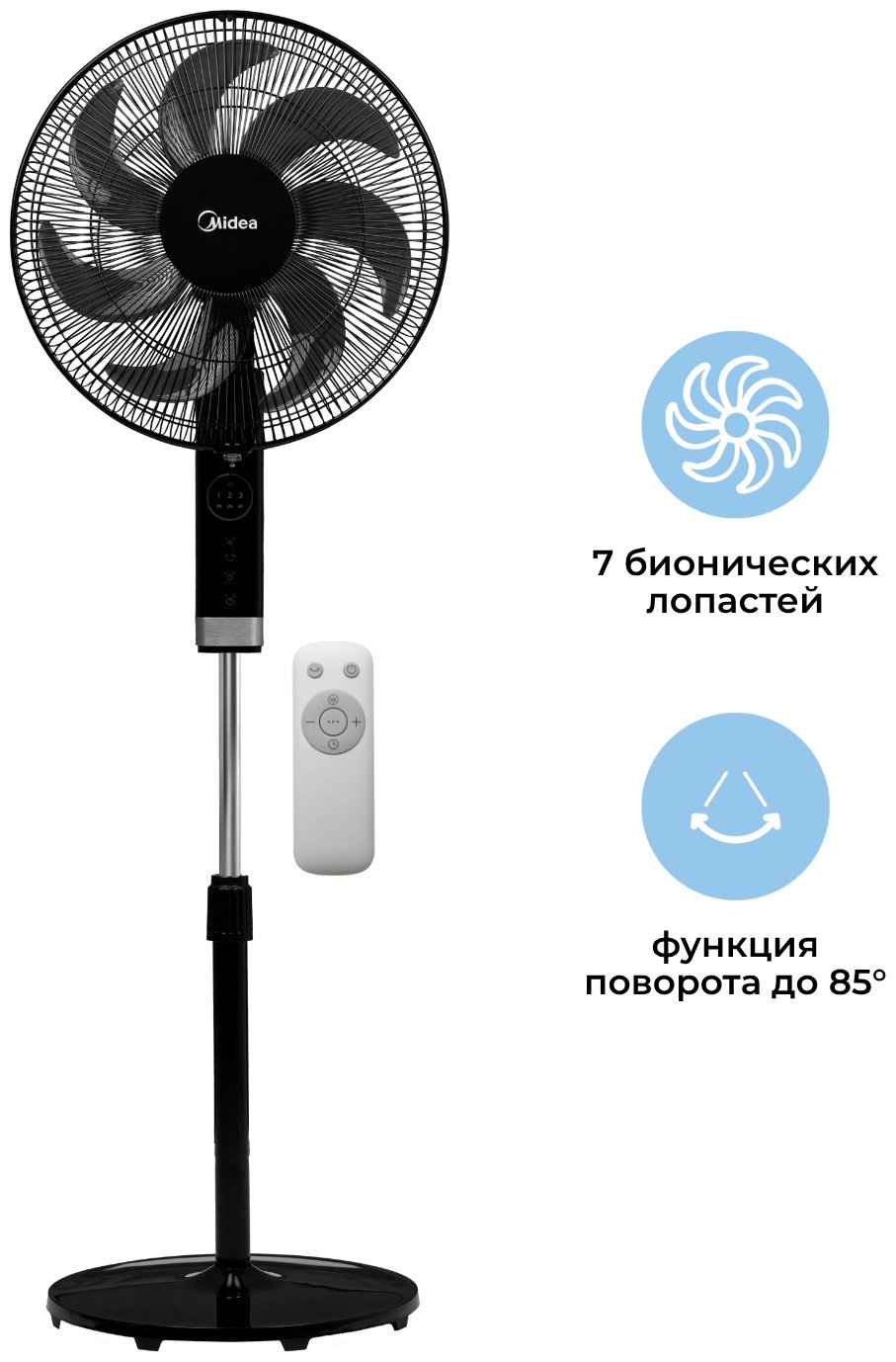 Вентилятор Midea FS4070D черный, стальной