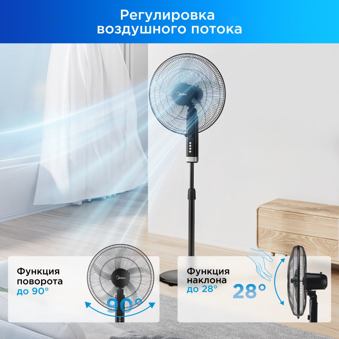Вентилятор Midea FS4070D черный, стальной купить,NaN