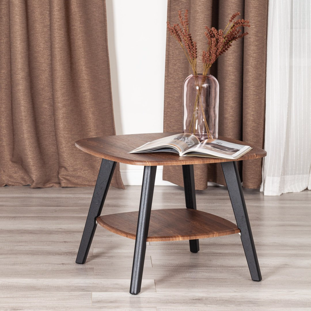 Журнальный столик Tetchair классический RIO, 65x65x50 см, черный, коричневый купить,NaN