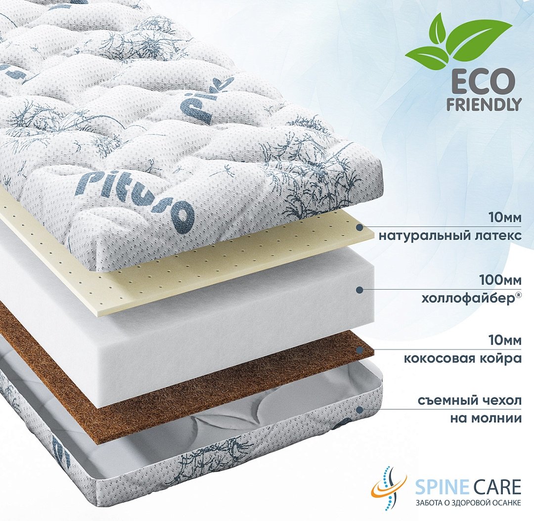 Детский матрас Pituso Coco Life 60x120x12 см, беспружинный, трикотаж - ForteMarket Детский матрас Pituso Coco Life 60x120x12 см, беспружинный, трикотаж купить,0