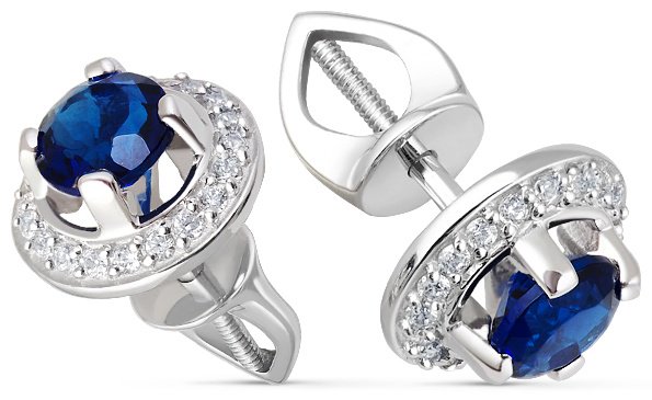 Серьги КРИСТАЛЛ NI76600226773 вес 2.59 г золото, фианит, сапфир купить,176120