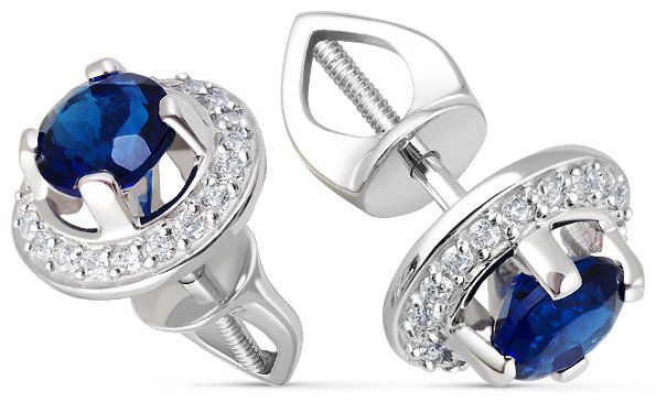 Серьги КРИСТАЛЛ NI76600226773 вес 2.59 г золото, фианит, сапфир купить,176120