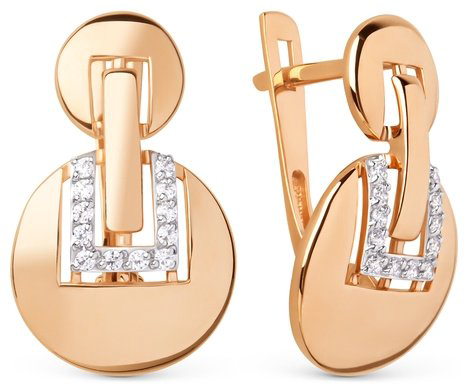 Серьги Династия 025762-1102 вес 2.58 г золото, фианит купить,NaN