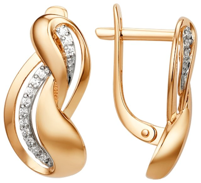 Серьги Династия 013042-1102 вес 2.59 г золото, фианит купить,NaN