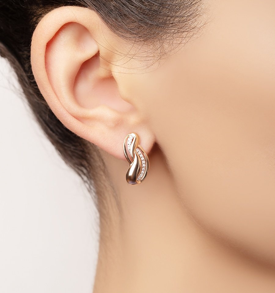 Серьги Династия 013042-1102 вес 2.59 г золото, фианит купить,NaN