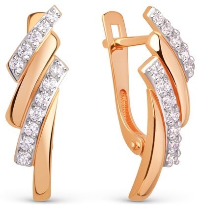 Серьги Династия 025632-1102 вес 2.28 г золото, фианит купить,NaN