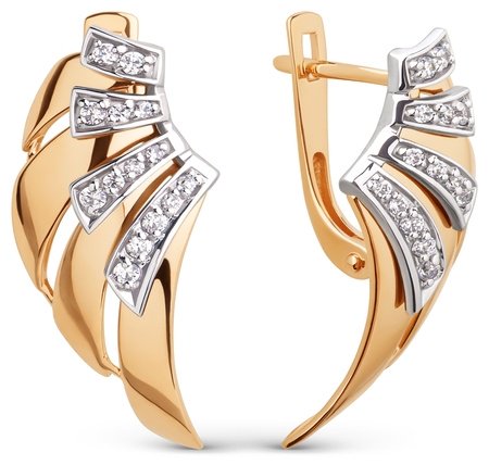 Серьги Династия 027152-1102 вес 3.24 г золото, фианит купить,220320