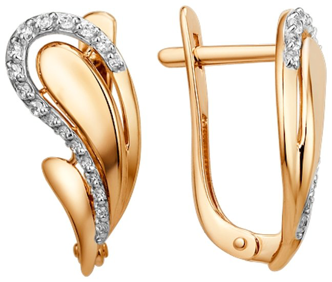 Серьги Династия 012892-1102 вес 2.66 г золото, фианит купить,NaN