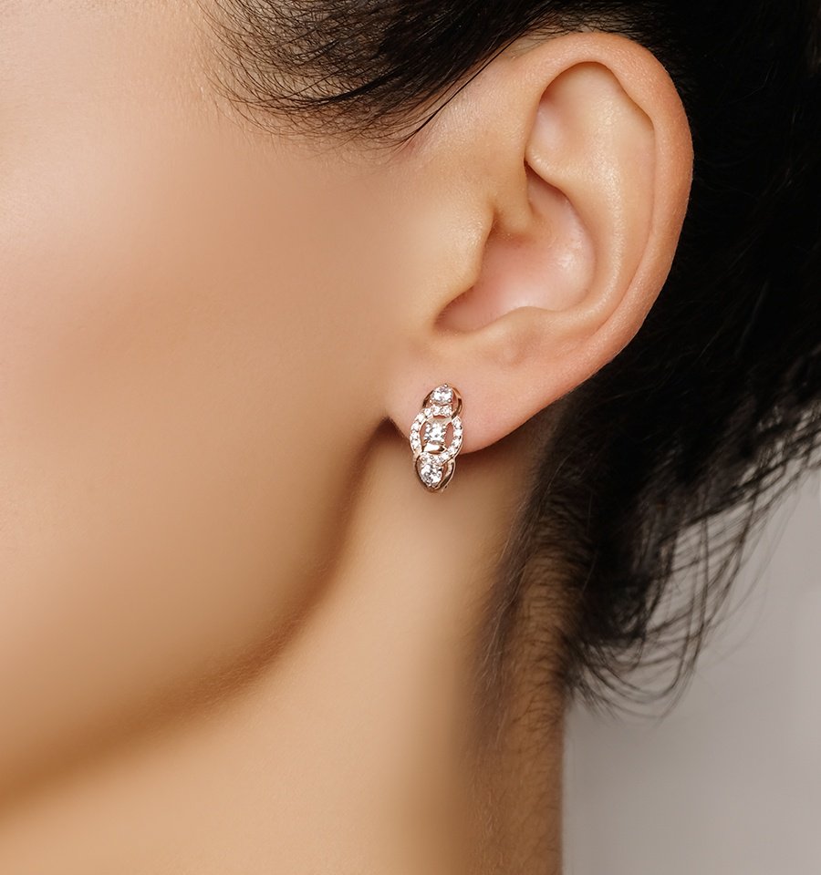 Серьги Династия 001002-1102 вес 2.6 г золото, фианит купить,0
