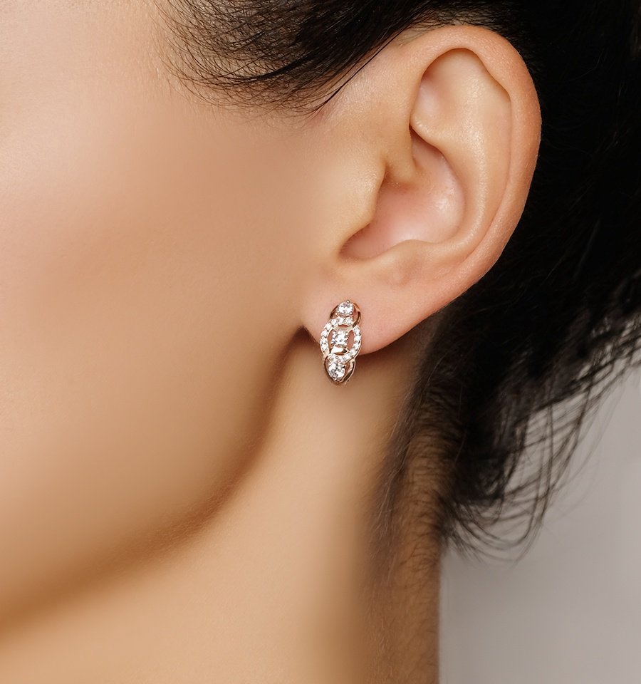 Серьги Династия 001002-1102 вес 2.6 г золото, фианит купить,NaN