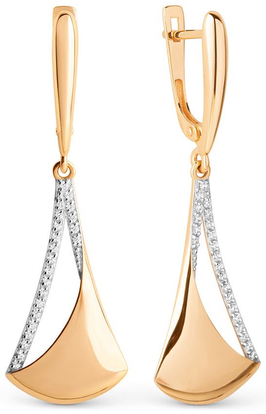 Серьги Династия 017452-1102 вес 3.28 г золото, фианит