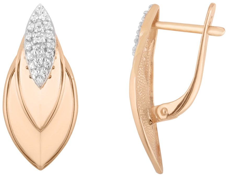 Серьги Династия 018482-1102 вес 2.78 г золото, фианит