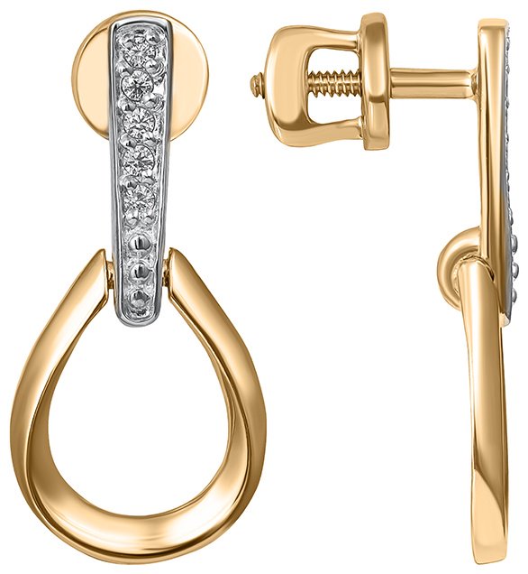 Серьги КРИСТАЛЛ NN99400226773 вес 1.72 г золото, фианит